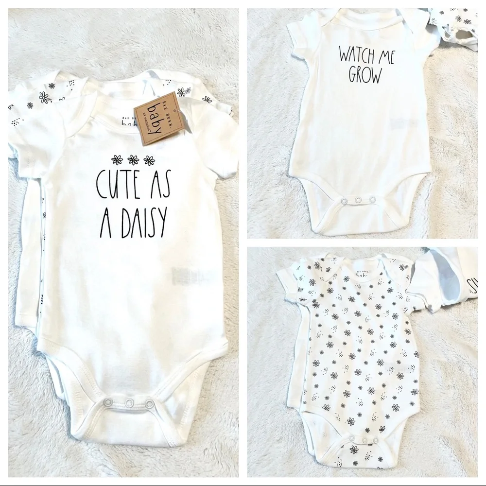 🆕Rae Dunn 3pk CUTE AS A DAISY Bodysuits